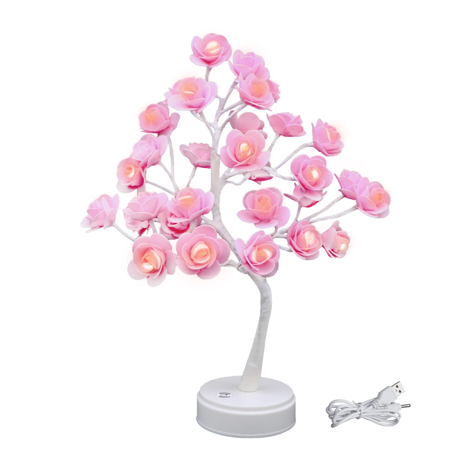 ローズツリーランプLED30個ローズナイトライトUSBバッテリー駆動 ホワイト✨️ Amazon.co.jp : ITICDecor ローズツリーランプ 30 LED サイドナイト